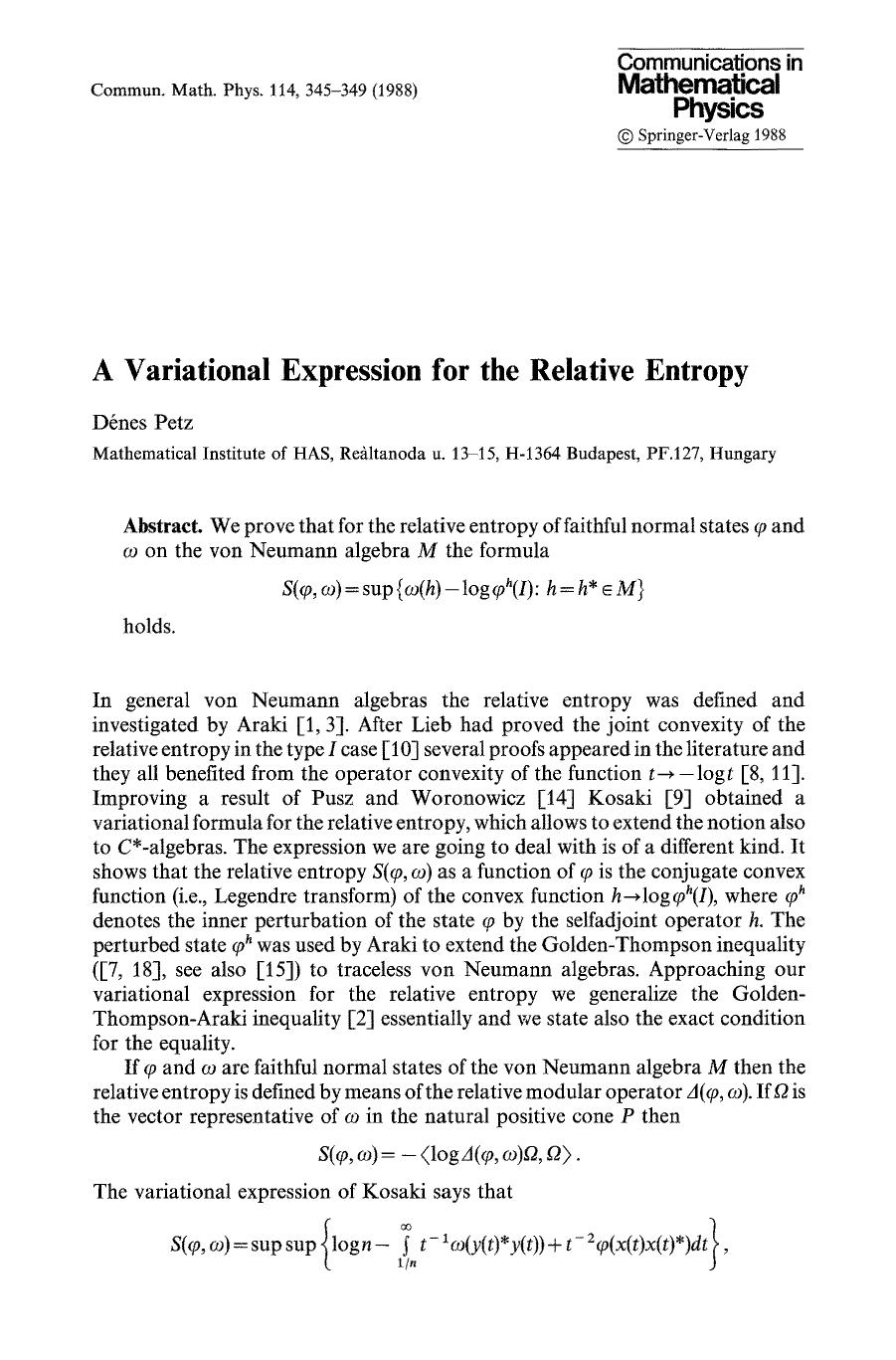 A variational expression for the relative entropy by Unknown