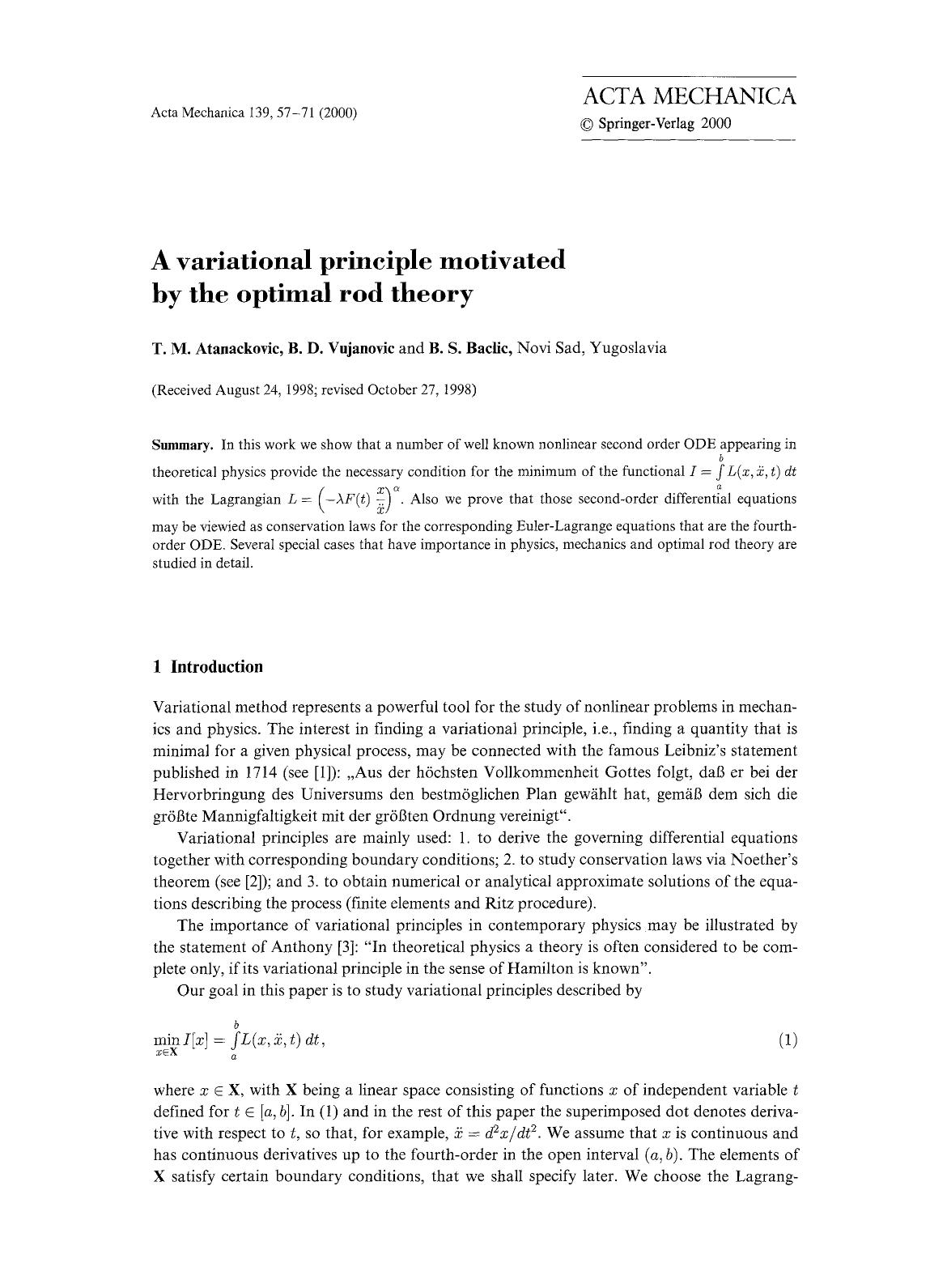A variational principle motivated by the optimal rod theory by Unknown