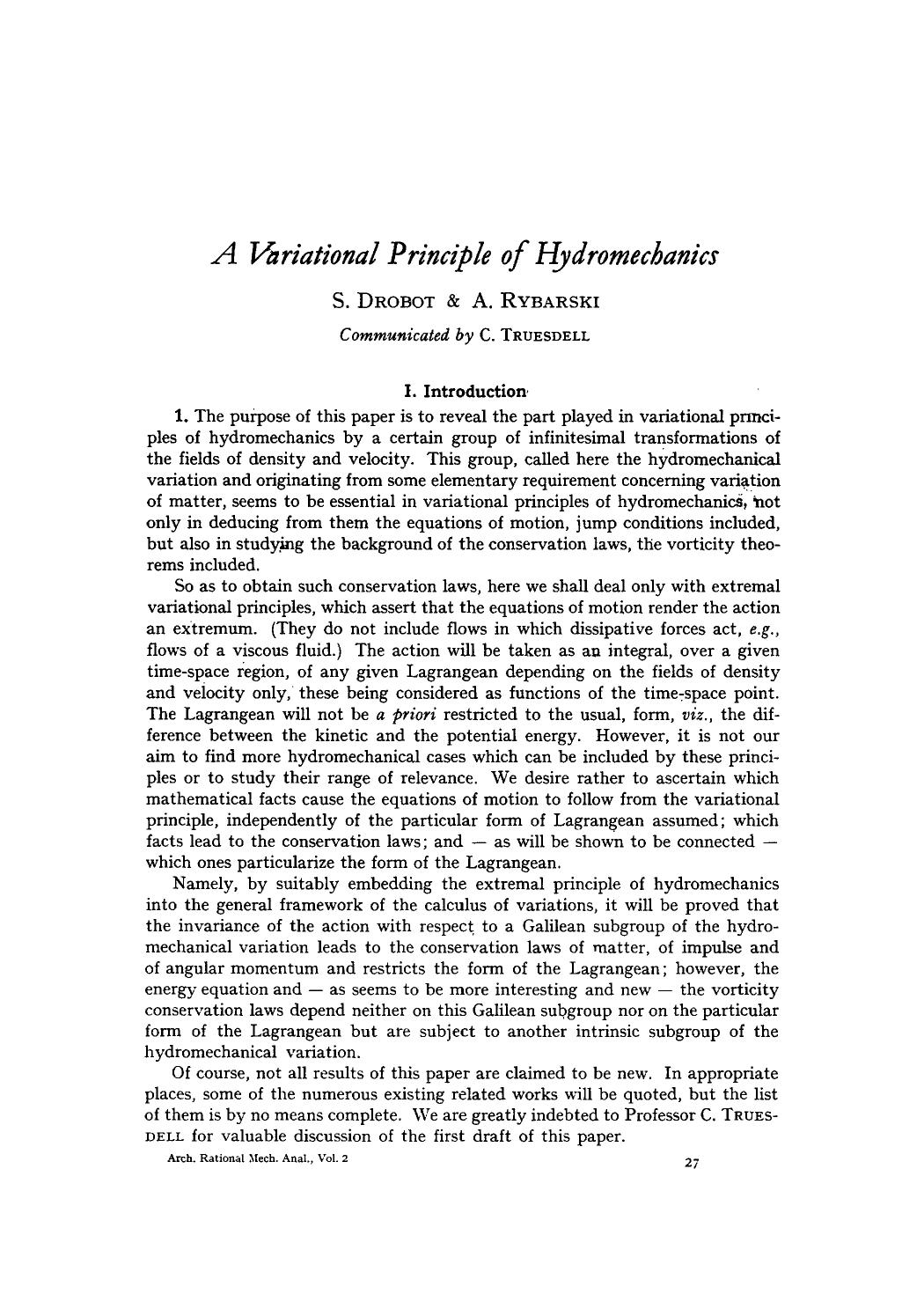 A variational principle of hydromechanics by Unknown