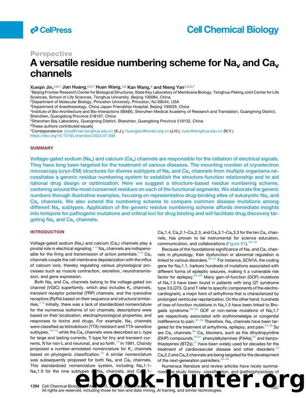 A versatile residue numbering scheme for Nav and Cav channels by Xueqin Jin & Jian Huang & Huan Wang & Kan Wang & Nieng Yan