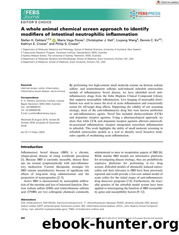 A whole animal chemical screen approach to identify modifiers of intestinal neutrophilic inflammation by Unknown