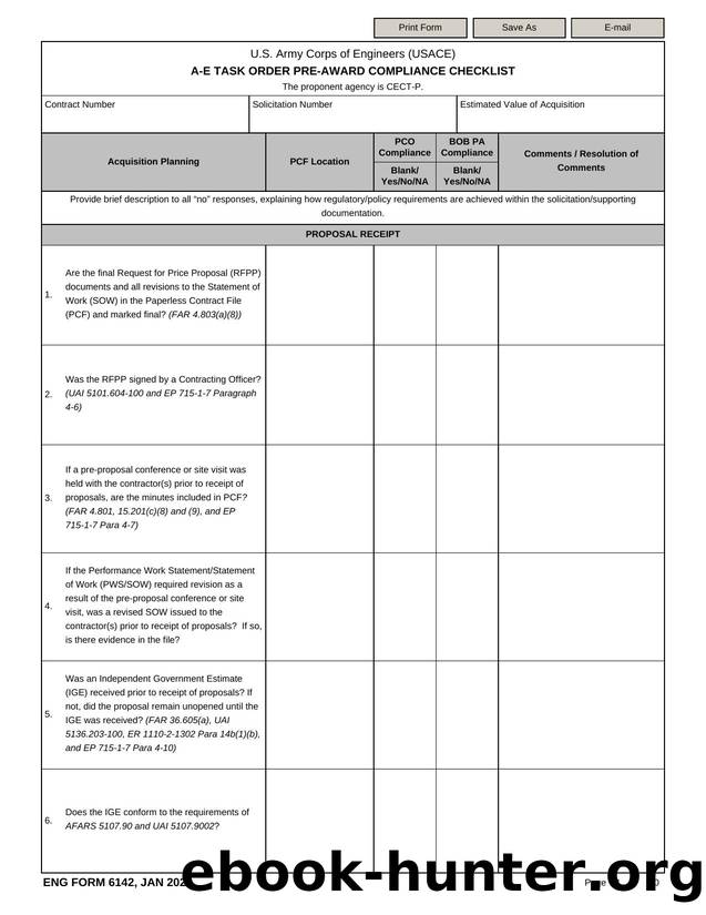 A-E TASK ORDER PRE-AWARD COMPLIANCE CHECKLIST by Darwin Chen