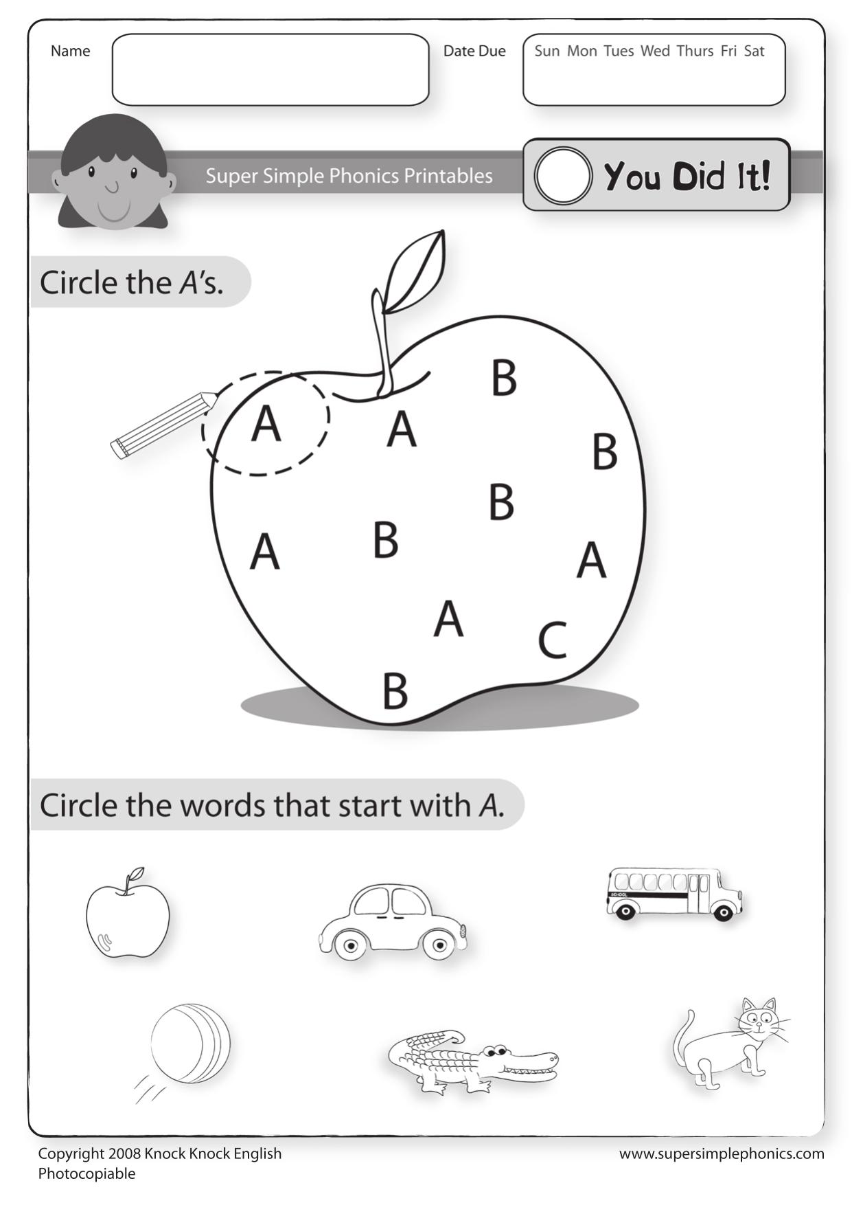 A-Z Activity Printable (A) by Unknown