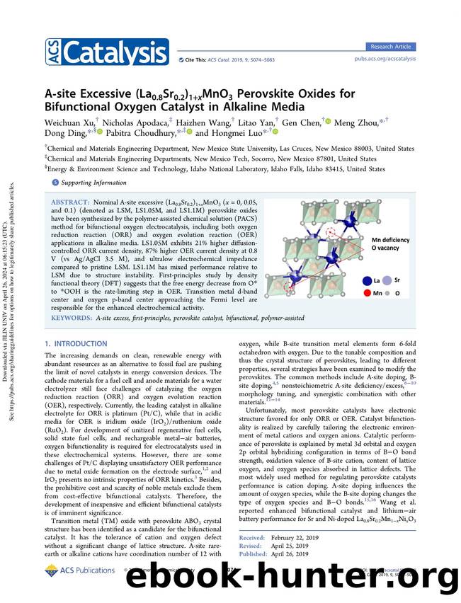 A-site Excessive (La0.8Sr0.2)1+xMnO3 Perovskite Oxides for Bifunctional Oxygen Catalyst in Alkaline Media by unknow