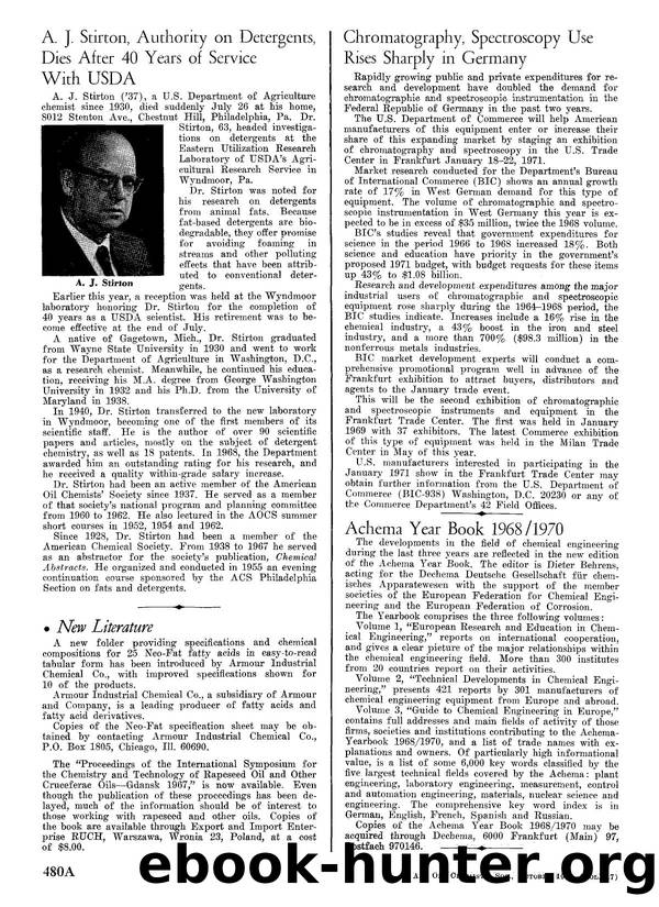 A. J. Stirton, authority on detergents, dies after 40 years of service with USDA by Unknown