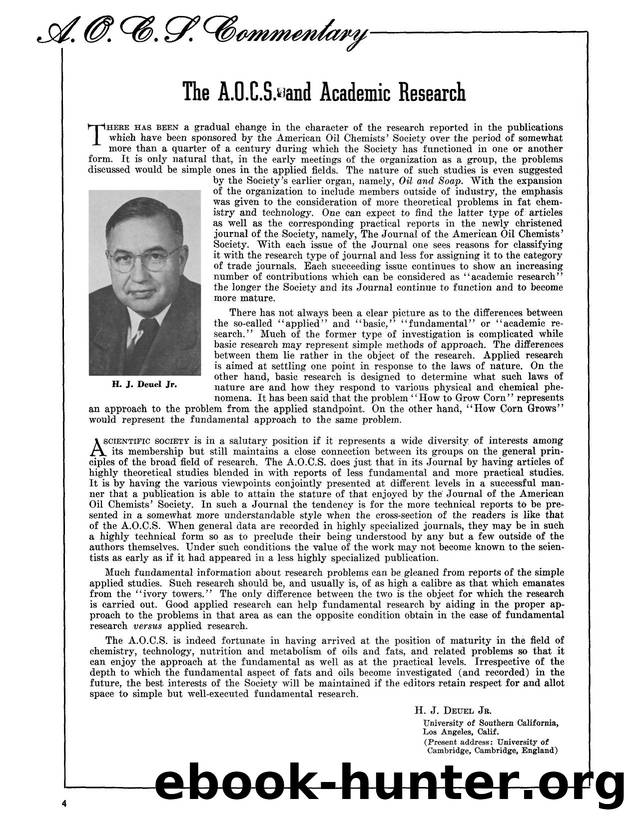 A. O. C. S. cammentary: The A.O.C.S. and academic research by Unknown