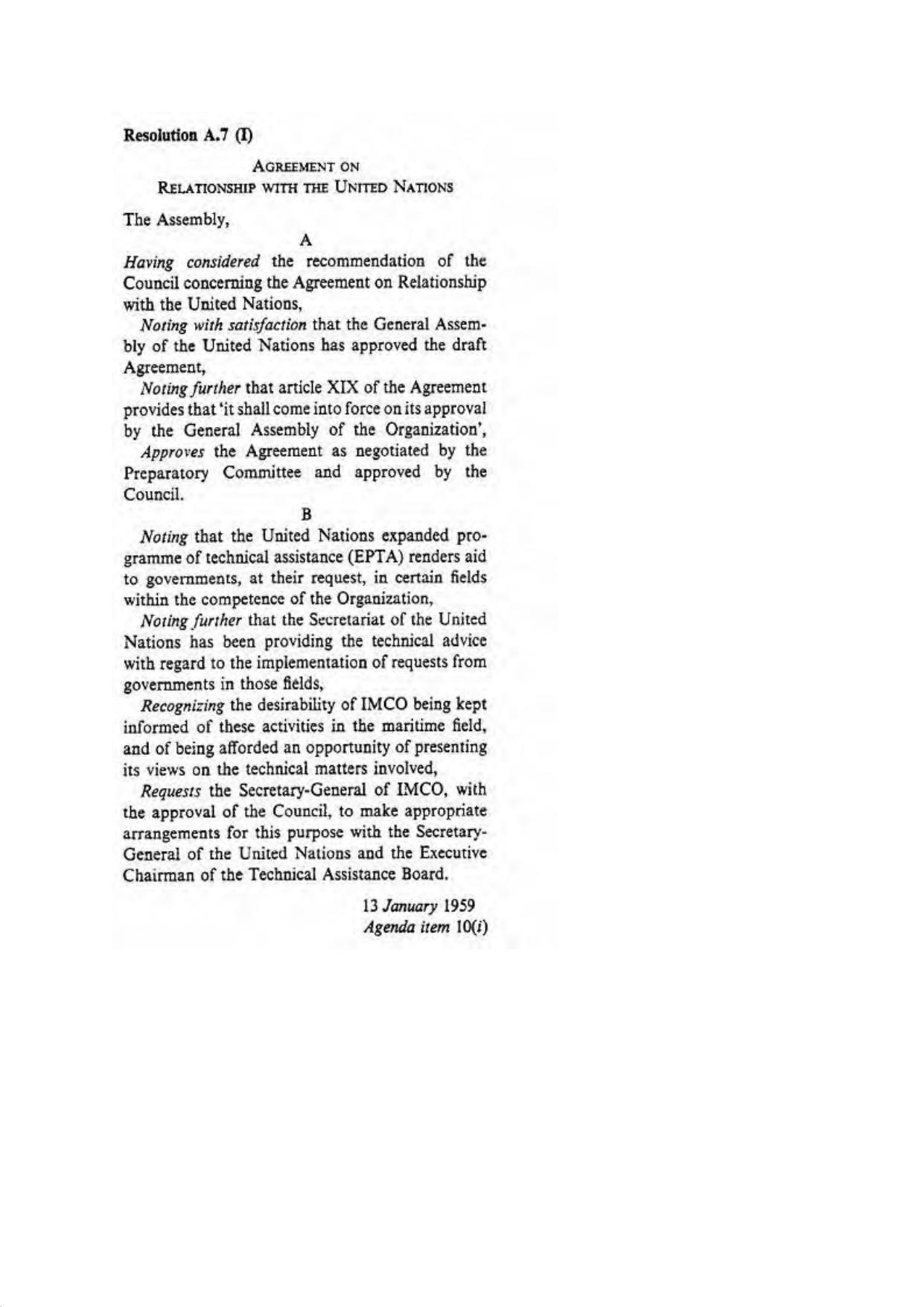 A.07(I) - Agreement on relationship with the United Nations by Redistributed by Regs4ships Ltd