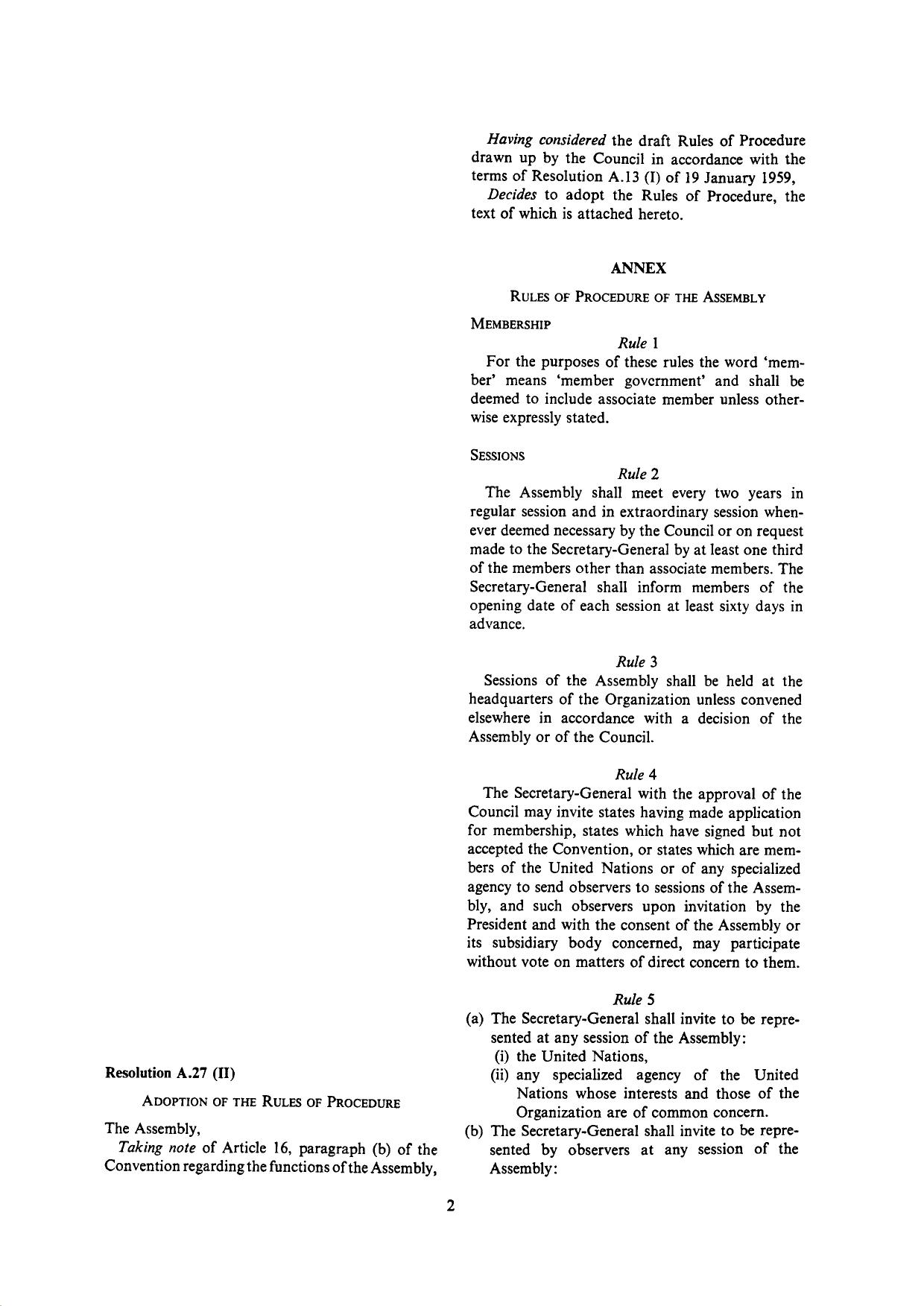 A.27(2) - Adoption of the Rules of Procedure by Redistributed by Regs4ships Ltd