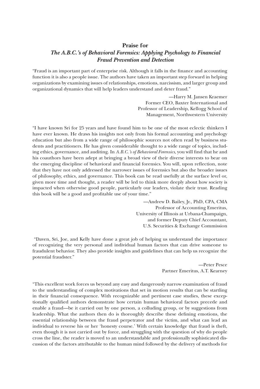 A.B.C.'s of Behavioral Forensics: Applying Psychology to Financial Fraud Prevention and Detection by Sridhar Ramamoorti David E. Morrison Joseph W. Koletar Kelly R. Pope(auth.)