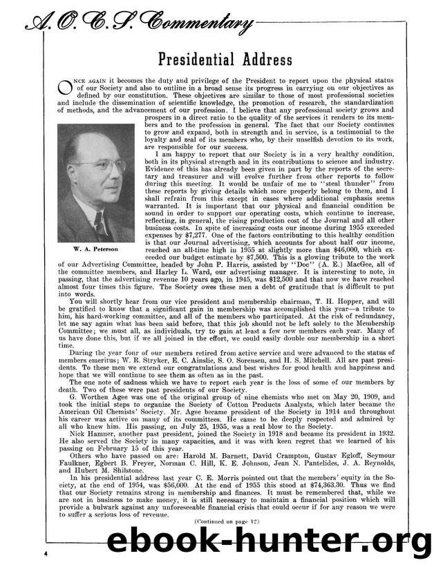 A.O.C.S. Commentary presidential address by Unknown