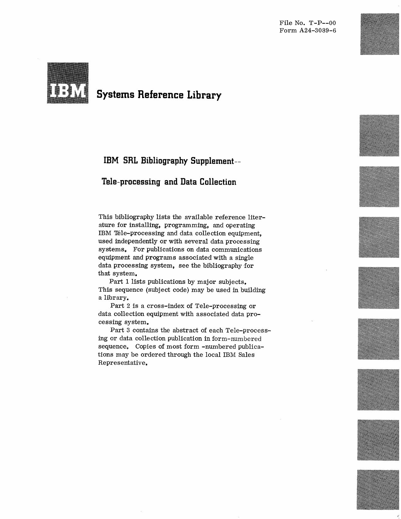 A24-3089-6 Tele-processing and Data Collection Bibliography Dec68 by Unknown