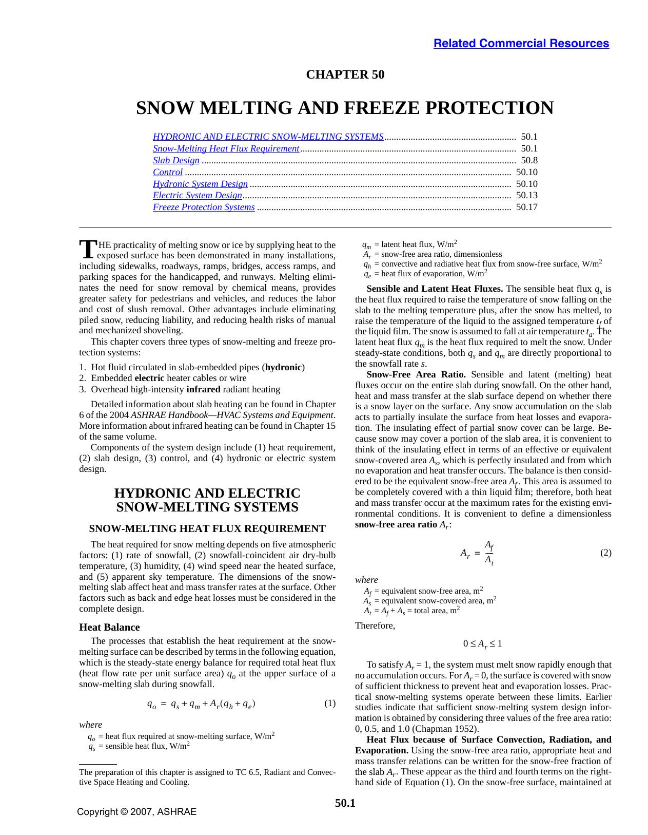 A50 SI: Snow Melting and Freeze Protection by ASHRAE