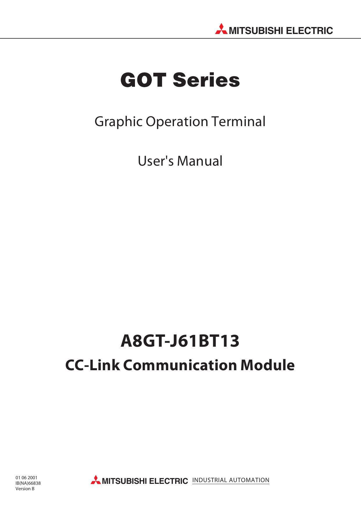 A8GT-J61BT13 Type CC-Link Communication Module User's Manual by Unknown