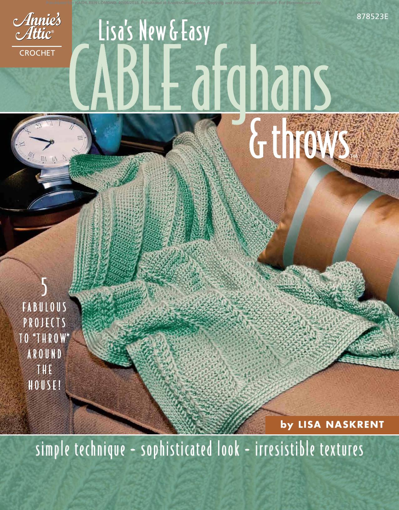 AA 878523E Lisa's New and Easy Cable Afghans and Throws by Unknown