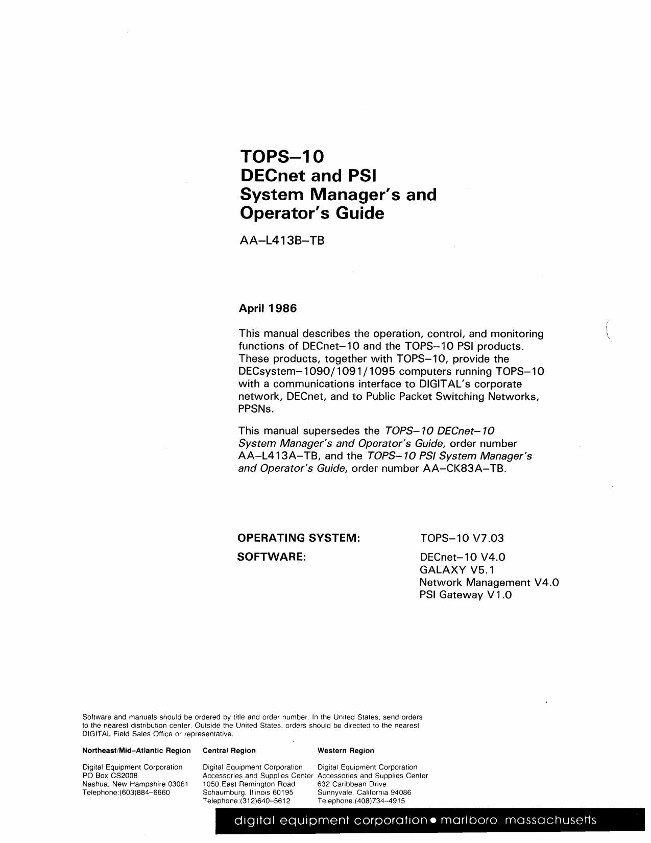 AA-L413B-TB DECnet and PSI System Managers and Operators Guide Apr86 by Unknown