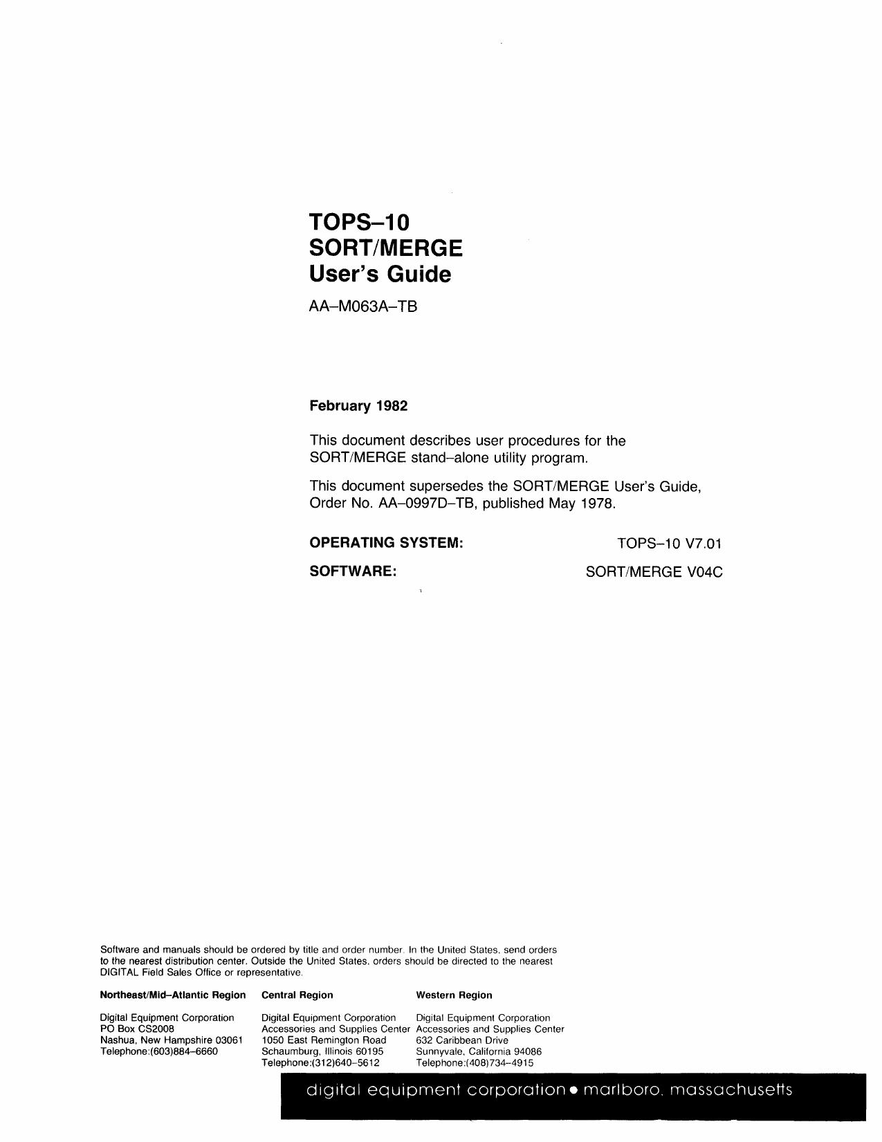 AA-M063A-TB SORT-MERGE Users Guide Feb82 by Unknown