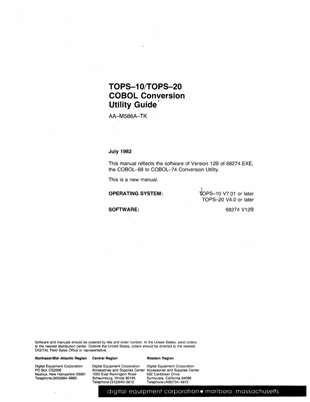 AA-M586A-TK COBOL Conversion Utility Guide Jul82 by Unknown