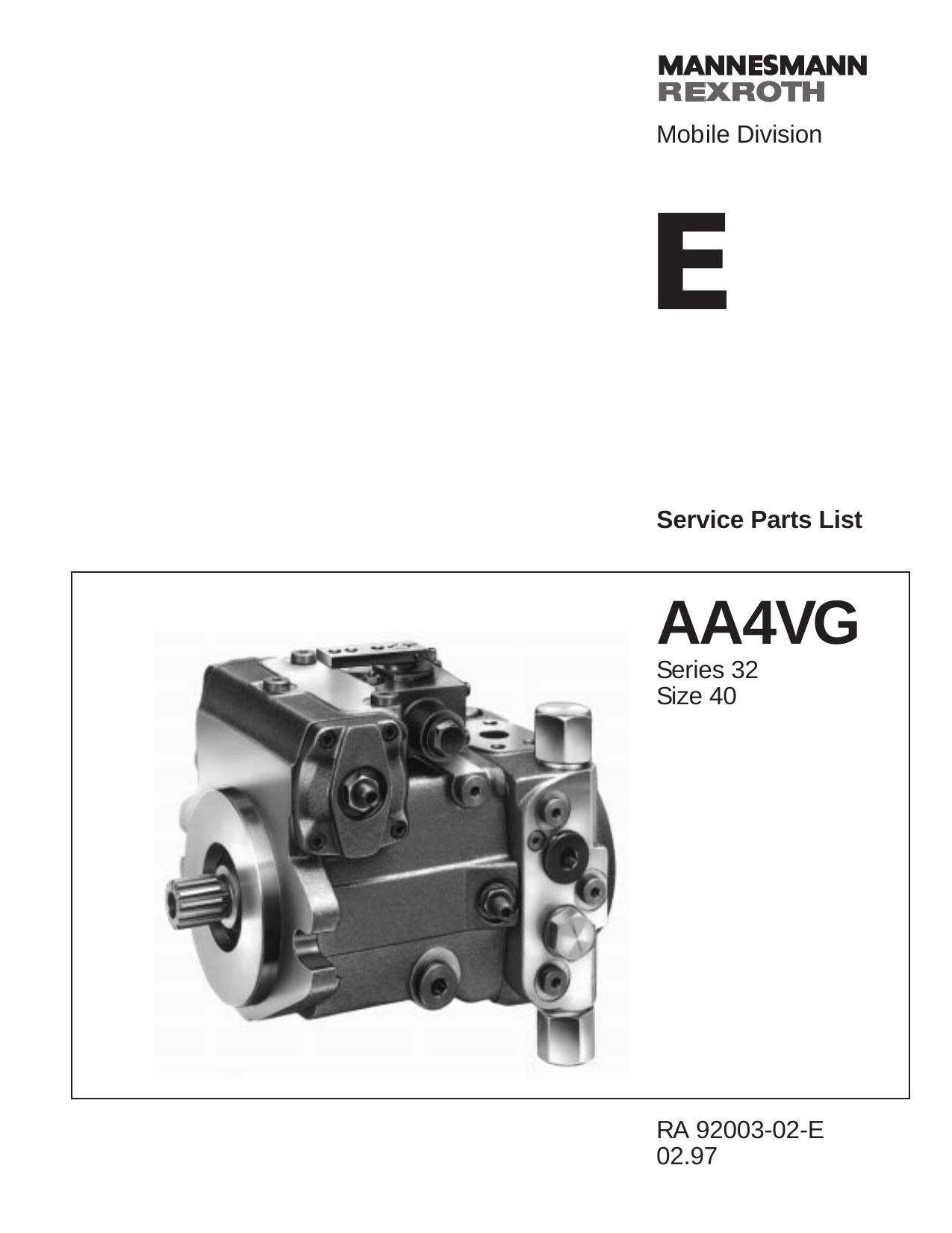 AA4VG Series 32 Size 40 Service Parts List by Unknown