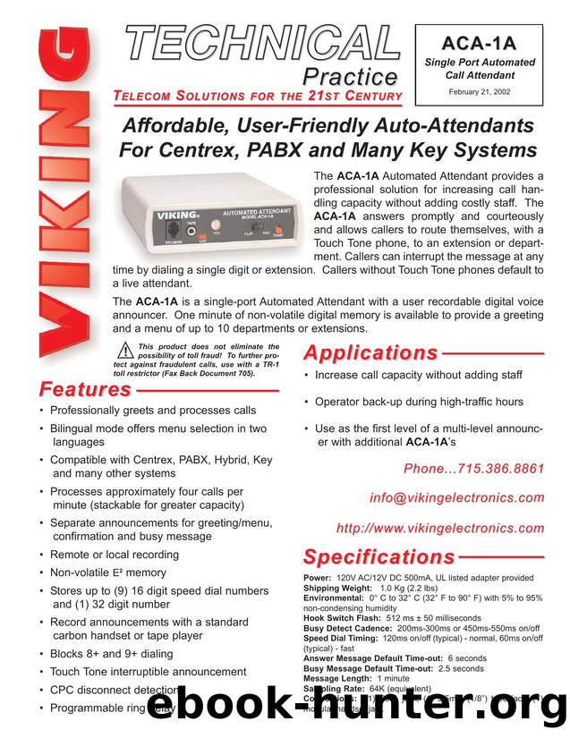 ACA-1A Technical Practice by Viking Electronics Inc