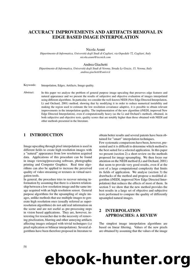 ACCURACY IMPROVEMENTS AND ARTIFACTS REMOVAL IN EDGE BASED IMAGE INTERPOLATION by Nicola Asuni & Andrea Giachetti