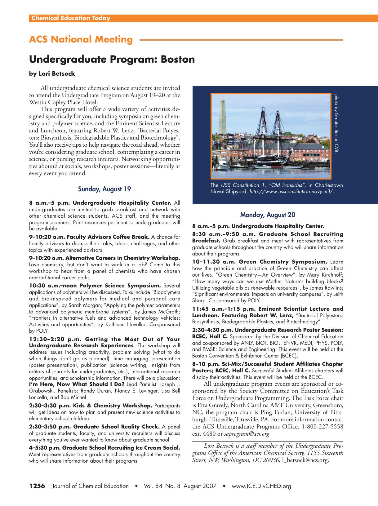 ACS National Meeting. Undergraduate Program: Boston by Lori Betsock