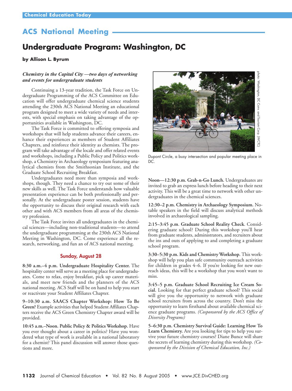 ACS National Meeting. Undergraduate Program: Washington, DC by Allison Byrum