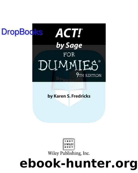 ACT by Sage for Dummies ISBN by 0470192259 DropBooks APP