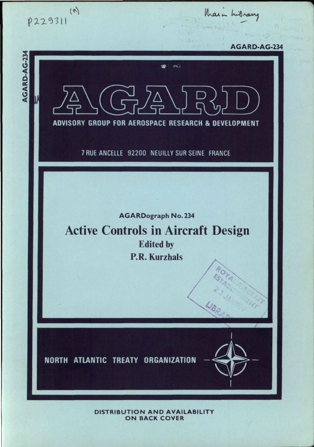 ACTIVE CONTROLS IN AIRCRAFT DESIGN by Kurzhals P.R