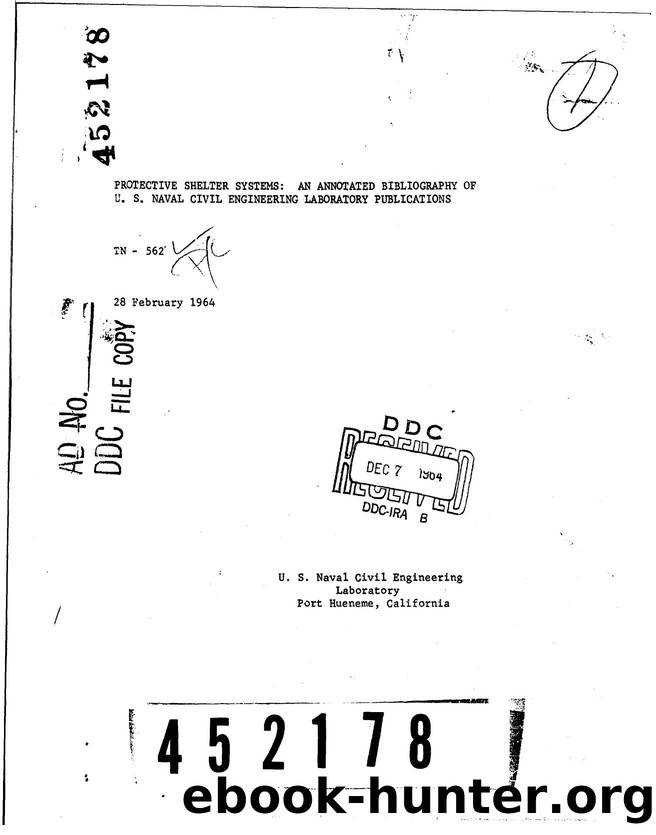 AD0452178 US Naval Civil Engineering Laboratory Protective Shelter Systens Bibliography EXTRACT by Unknown