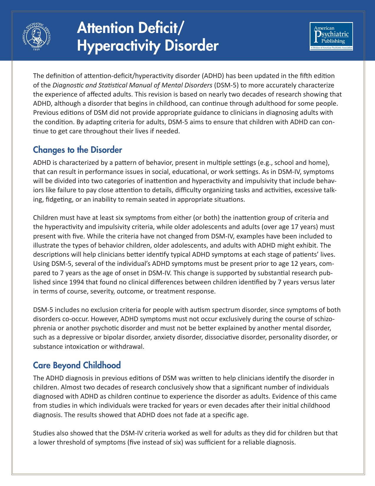 ADHD Fact Sheet by Unknown