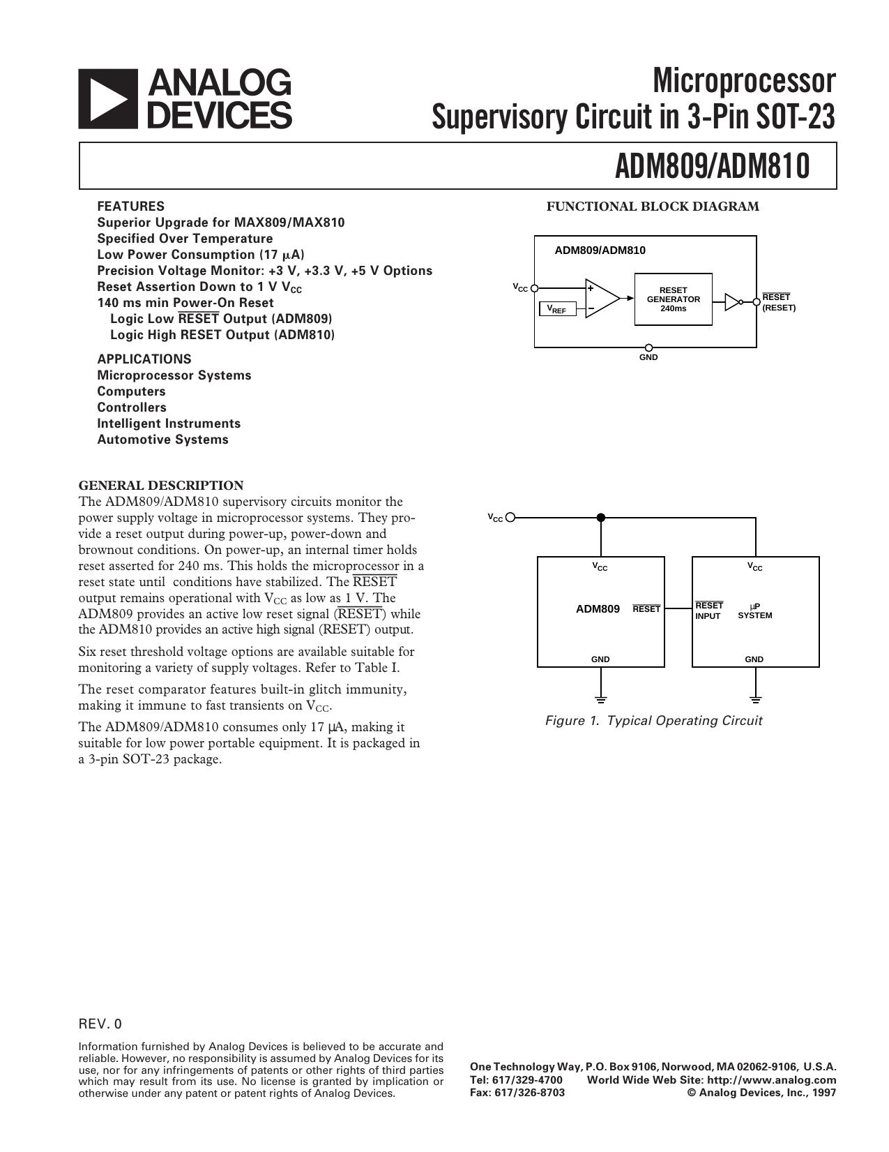 ADM809810 Microprocessor Supervisory Circuit in 3-Pin SOT-23 by Hoka hey!