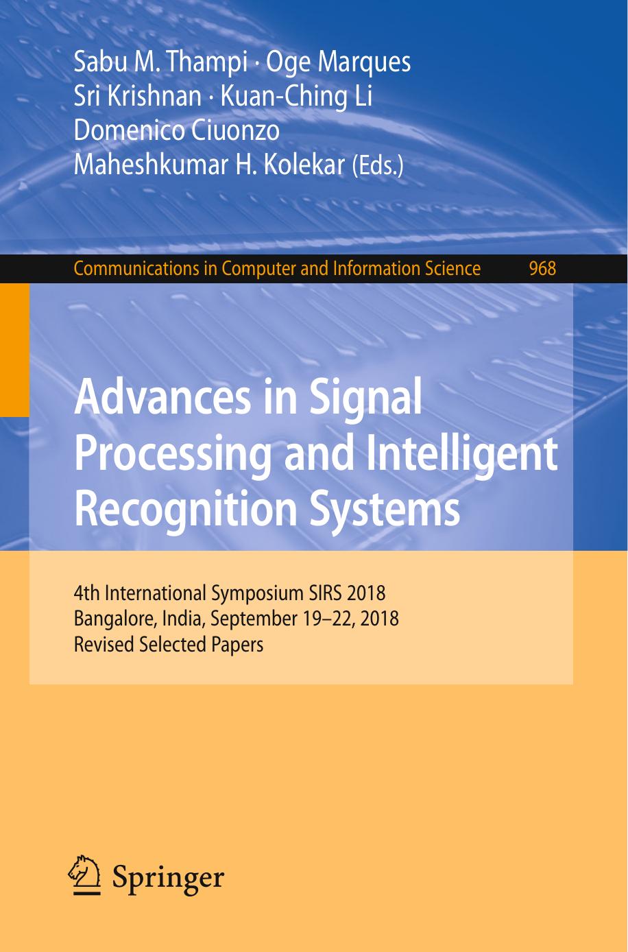 ADVANCES IN SIGNAL PROCESSING AND INTELLIGENT RECOGNITION SYSTEMS : 4th. by Sabu M. Thampi