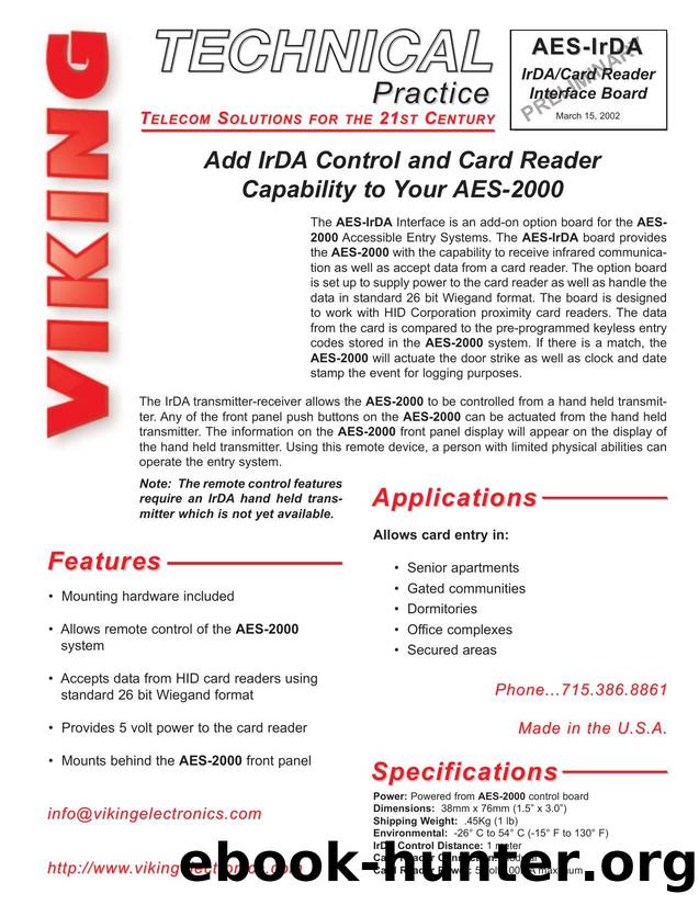 AES-IrDA Preliminary Technical Practice by Viking Electronics Inc
