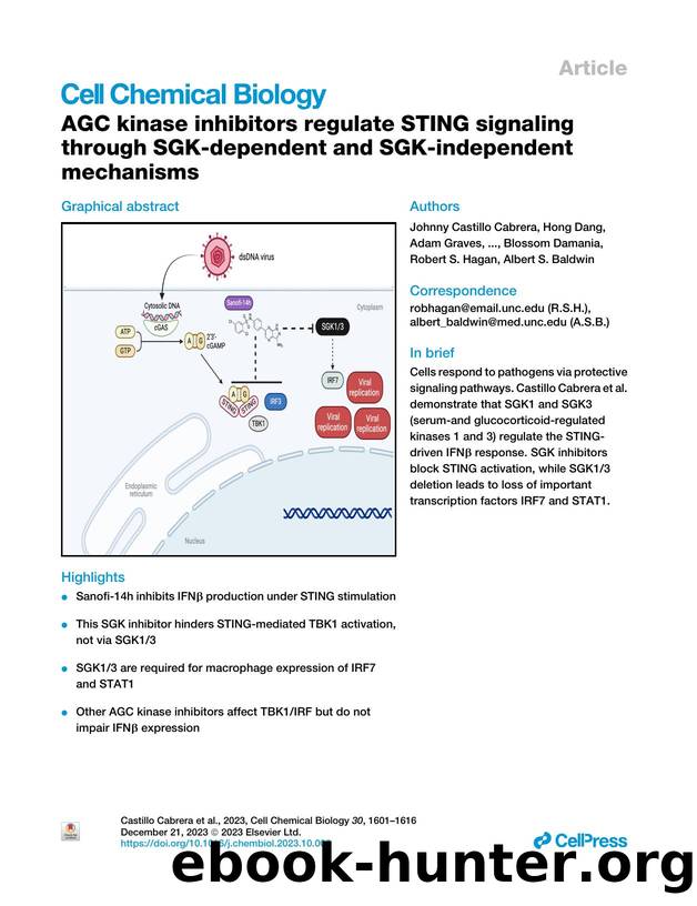 AGC kinase inhibitors regulate STING signaling through SGK-dependent and SGK-independent mechanisms by unknow