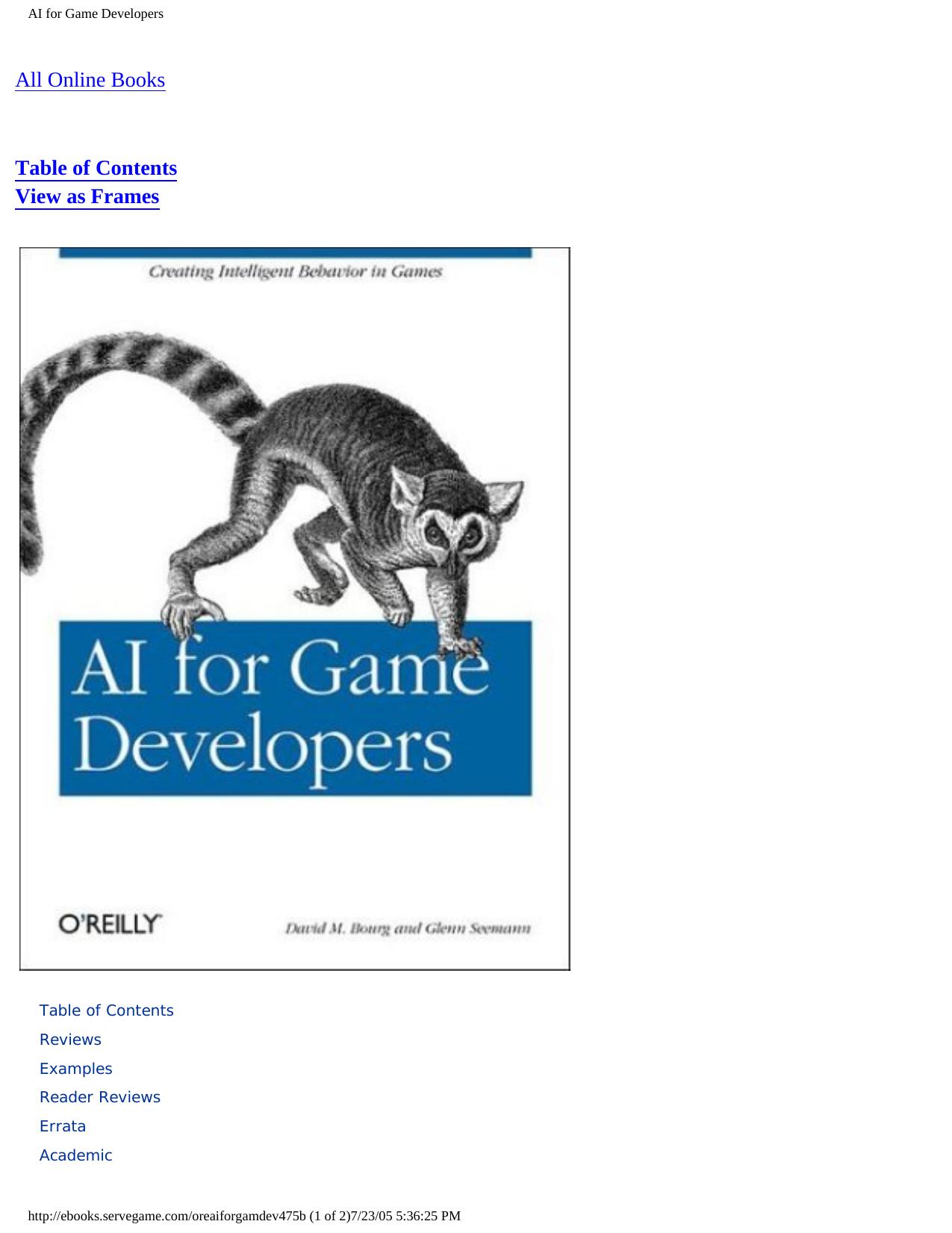 AI for Game Developers by David M. Bourg Glenn Seeman