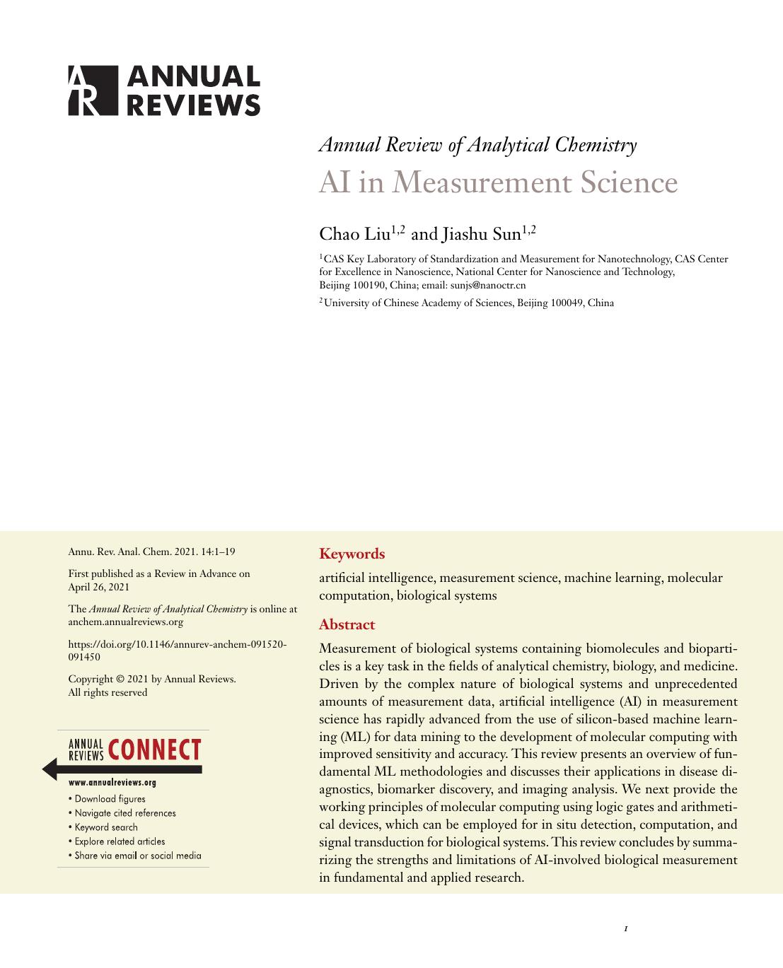 AI in Measurement Science by Chao Liu and Jiashu Sun