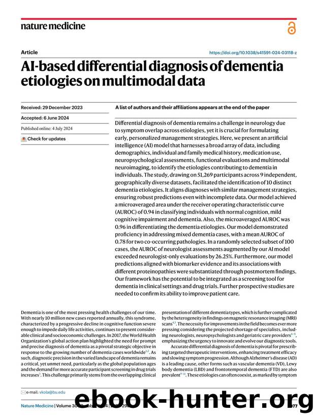 AI-based differential diagnosis of dementia etiologies on multimodal data by unknow