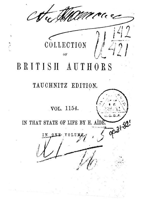 AIDE, BY Hamilton AIDE - In that state of life by 1871