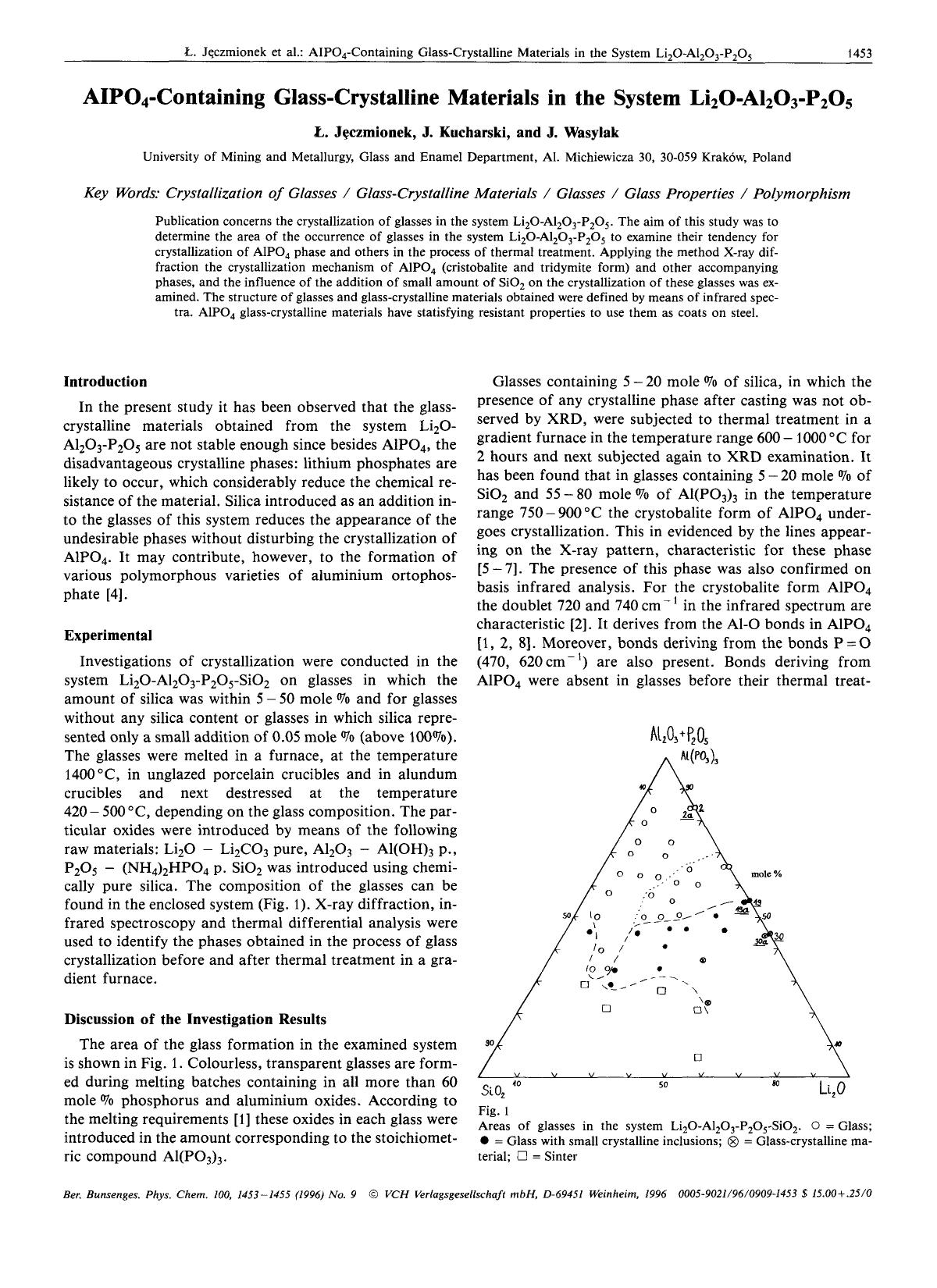 AIPO4-containing glass-crystalline materials in the system Li2O-Al2O3-P2O5 by Unknown
