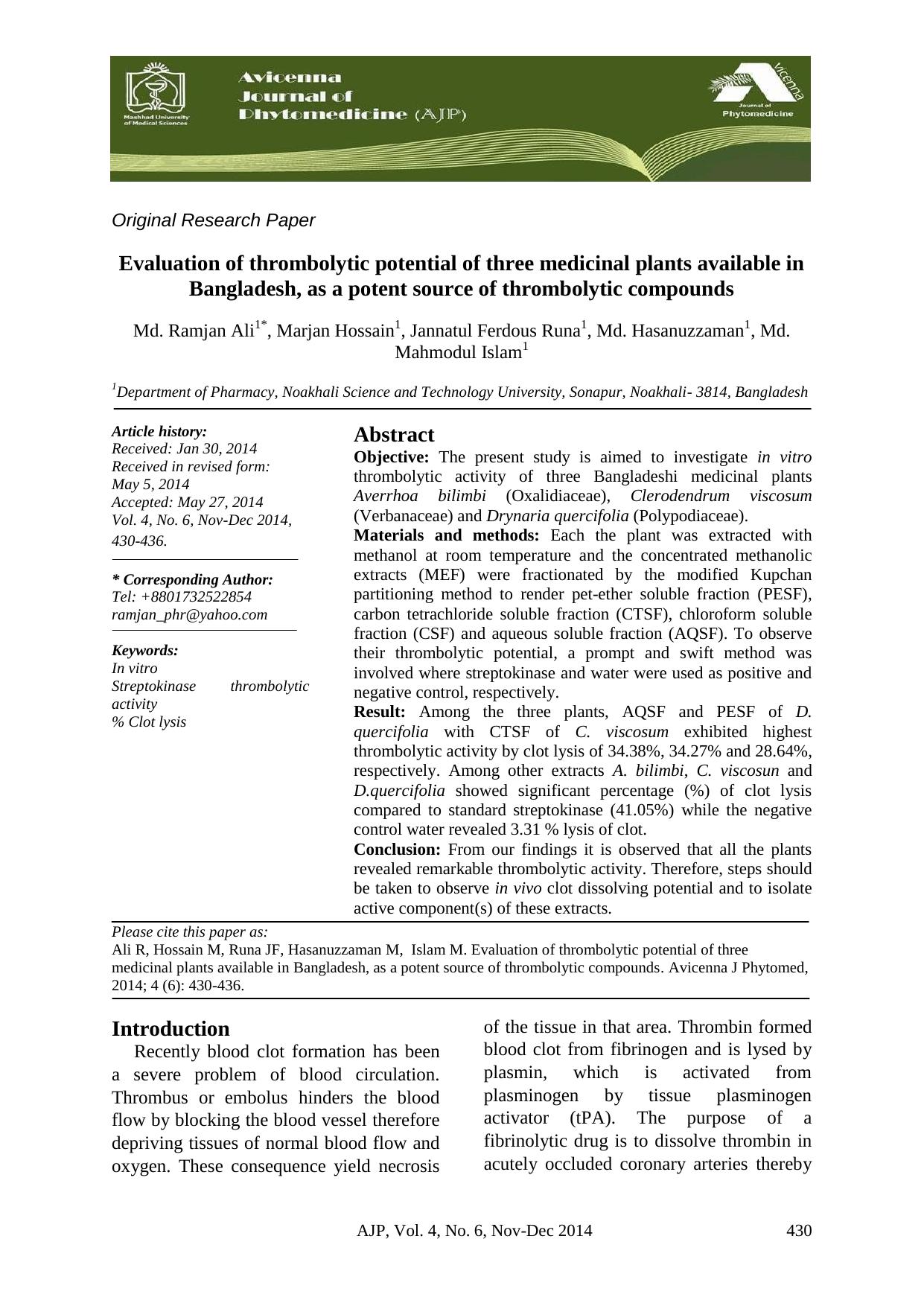 AJP Volume 4 Issue 6 Pages 430-436 by Ramjan