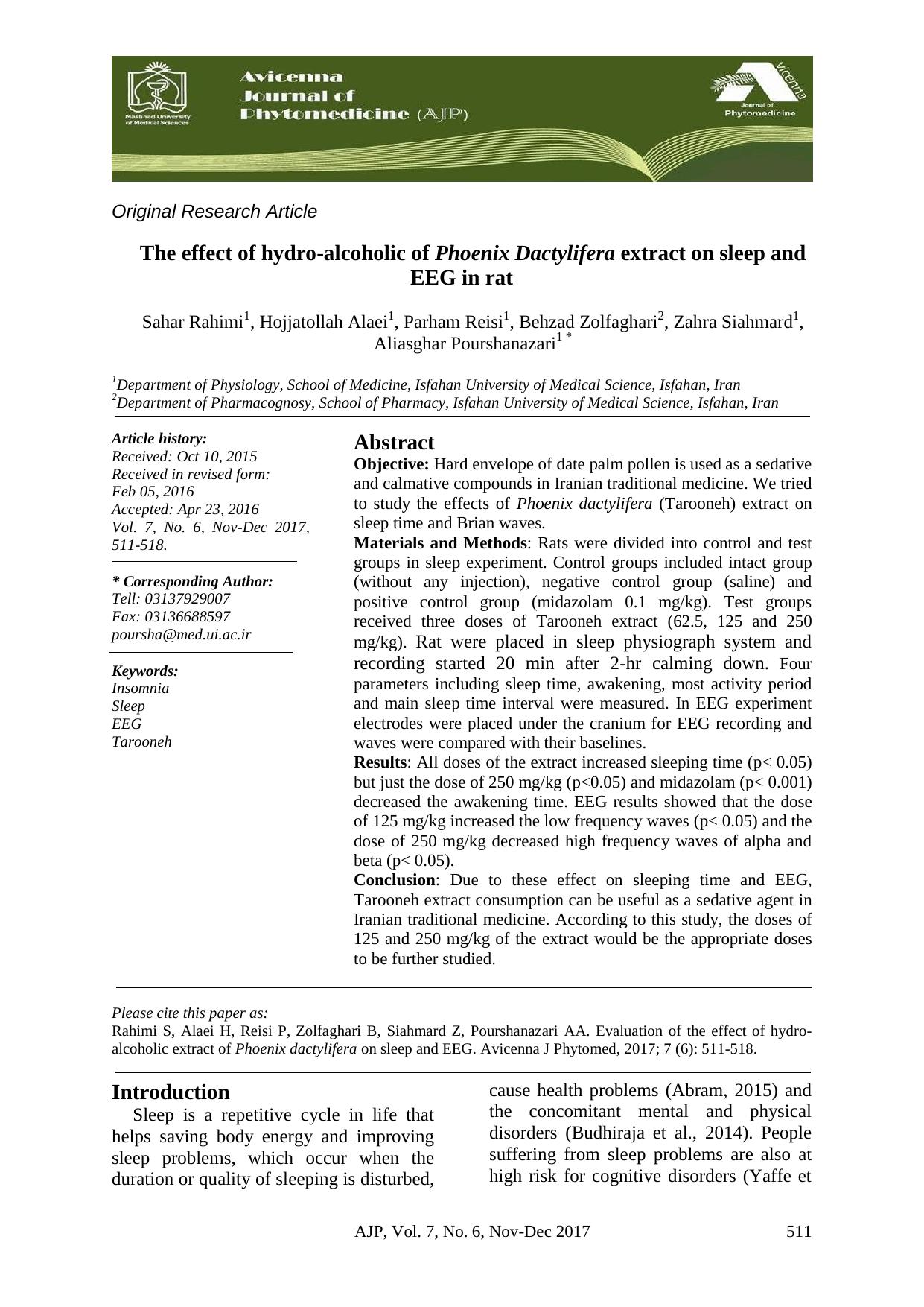 AJP Volume 7 Issue 6 Pages 511-518 by Tahere zeinali