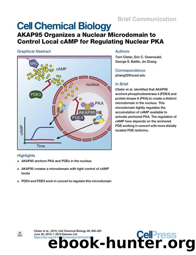 AKAP95 Organizes a Nuclear Microdomain to Control Local cAMP for Regulating Nuclear PKA by Terri Clister & Eric C. Greenwald & George S. Baillie & Jin Zhang