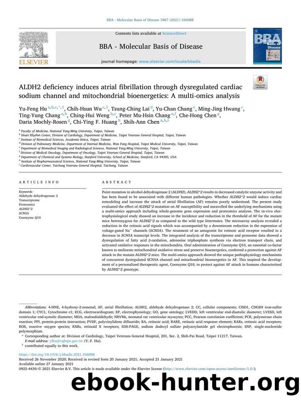 ALDH2 deficiency induces atrial fibrillation through dysregulated cardiac sodium channel and mitochondrial bioenergetics: A multi-omics analysis by unknow