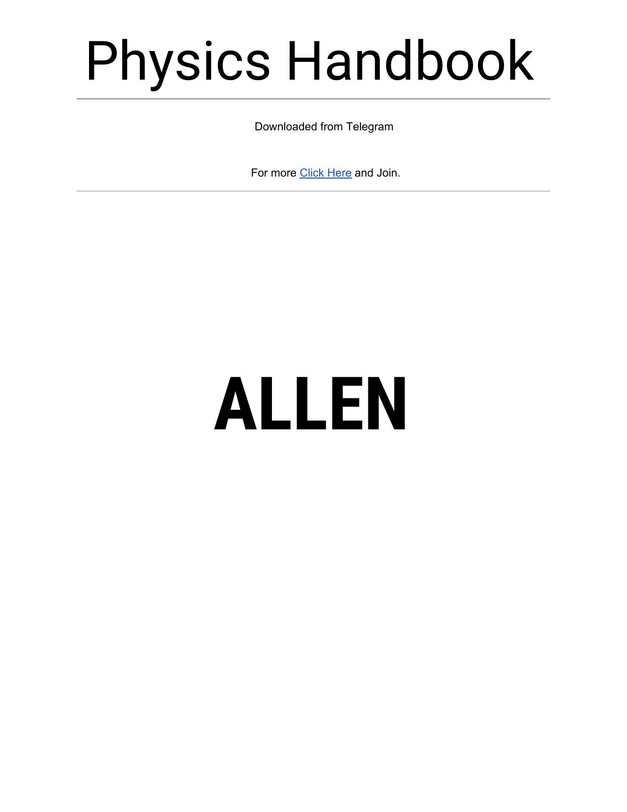 ALLEN PHYSICS HANDBOOK FOR NEET by ALLEN