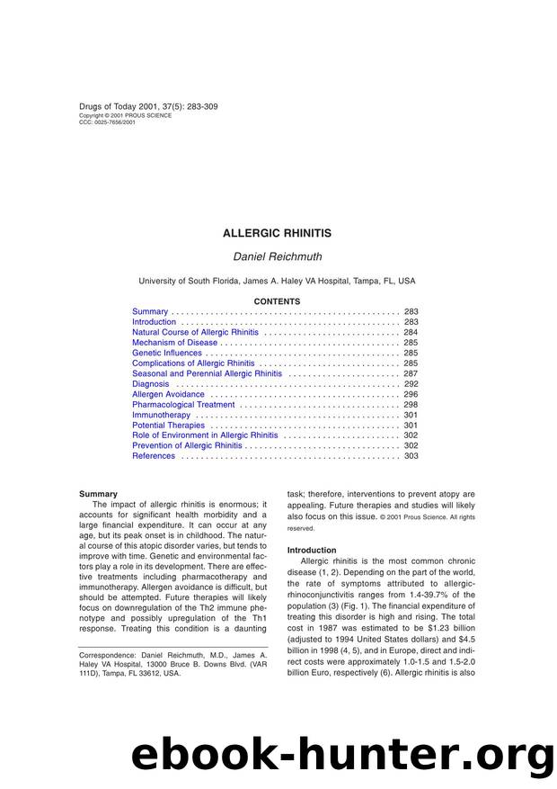 ALLERGIC RHINITIS by Prous Science (c) 2001