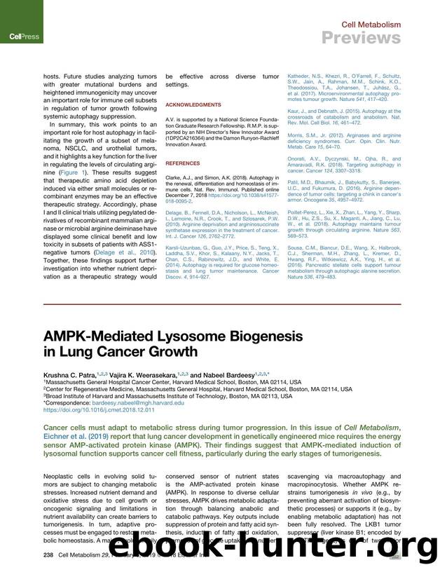 AMPK-Mediated Lysosome Biogenesis in Lung Cancer Growth by Krushna C. Patra & Vajira K. Weerasekara & Nabeel Bardeesy