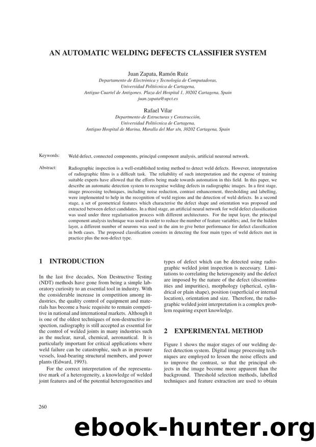 AN AUTOMATIC WELDING DEFECTS CLASSIFIER SYSTEM by Juan Zapata Ramón Ruiz & Rafael Vilar