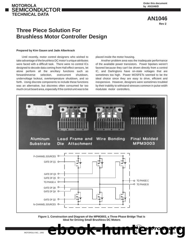AN1046 Three Piece Solution For Brushless Motor Controller Design by colleen