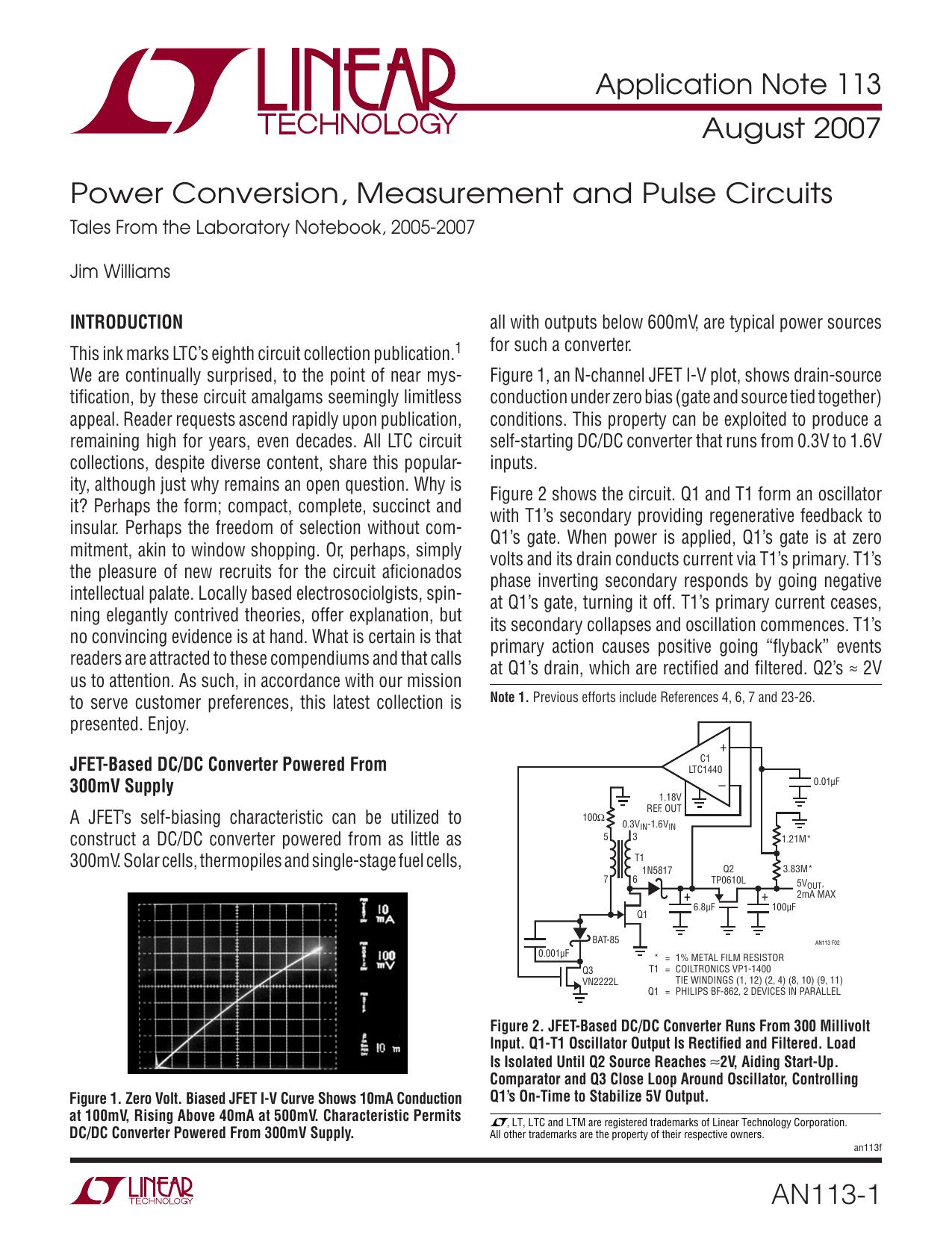 AN113 - Power Conversion, Measurement and Pulse Circuits by lineartechnology