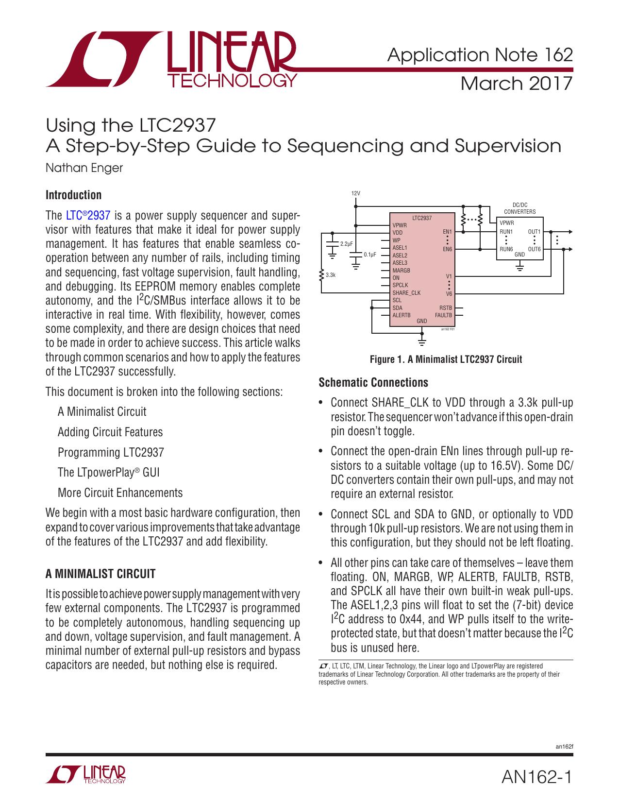 AN162 - Using the LTC2937 A Step-by-Step Guide to Sequencing and Supervision by Linear Technology Corporation
